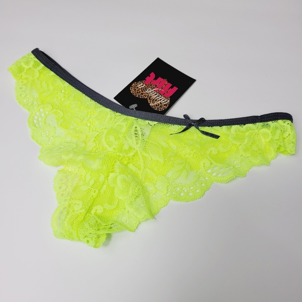 New Always A Flirt Sheer Nylon Lace Neon Sexy Undies Size Small Underwear
